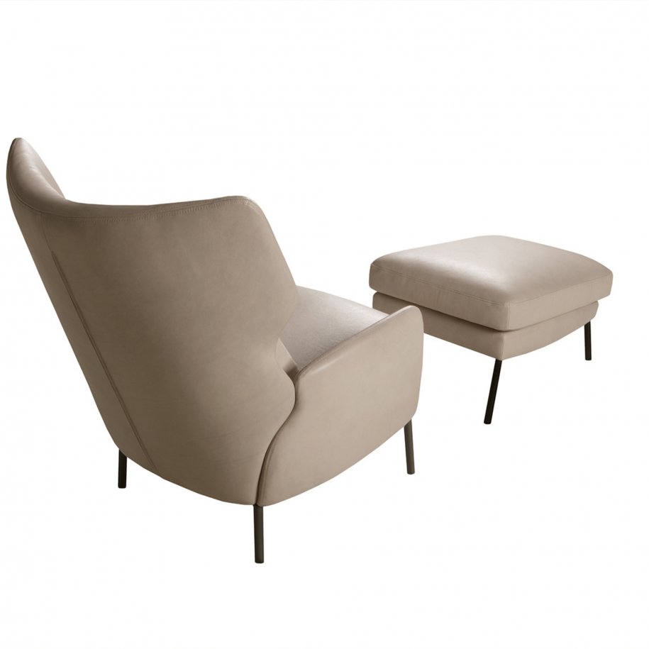 Sits Alex footstool aniline Sand with Armchair Back view