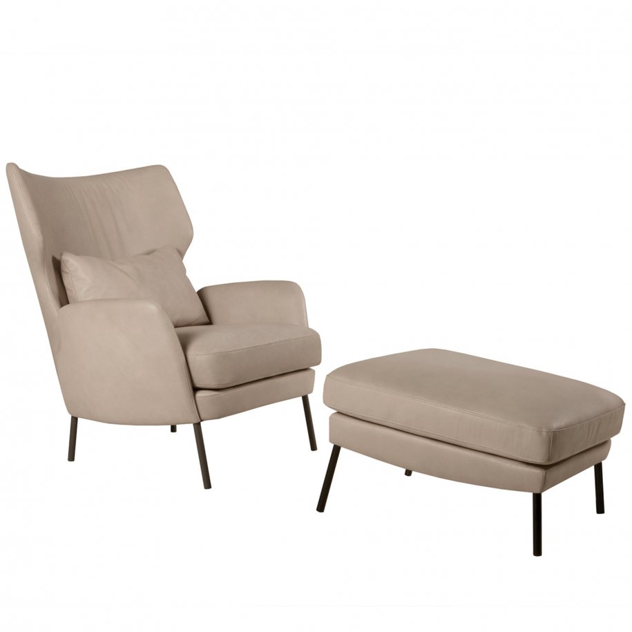Sits Alex footstool aniline Sand with Armchair