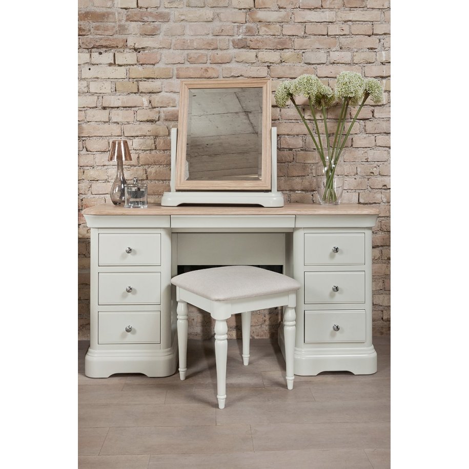 snuginteriors Lyon Painted Oak Dressing Table with Mirror & Stool CLEARANCE