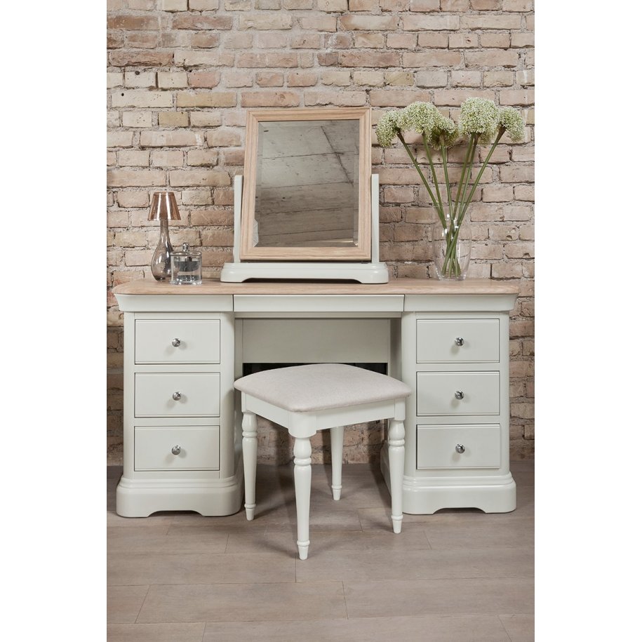 Lyon Painted Oak Dressing Table with Mirror Stool CLEARANCE