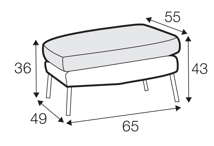 Alex Square Footstool Dimensions