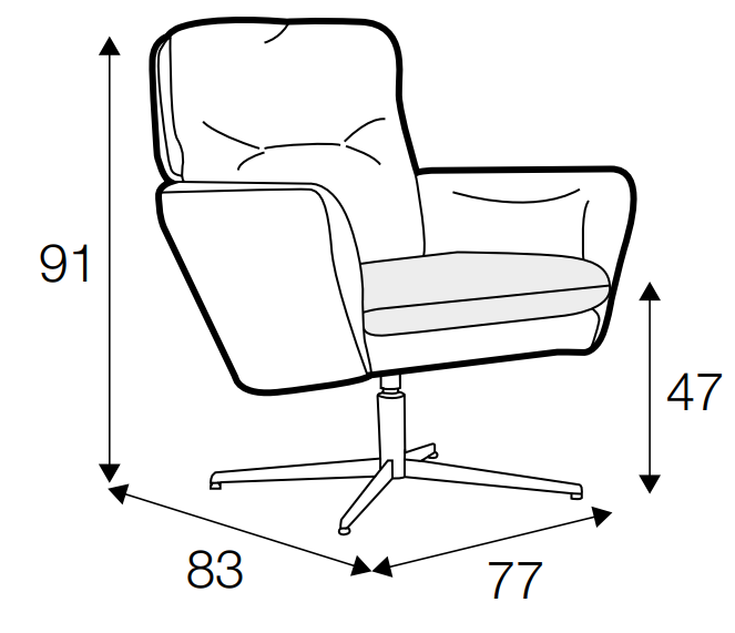 Amy Swivel Armchair Dimensions