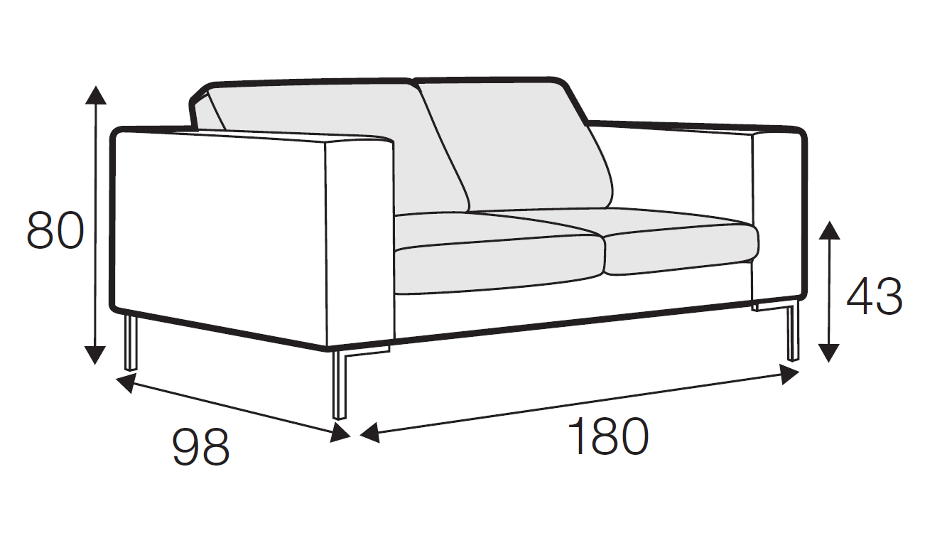 Domino 2 Seater dimensions