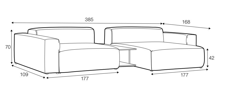 Edda Set 3 Chaise Dimensions