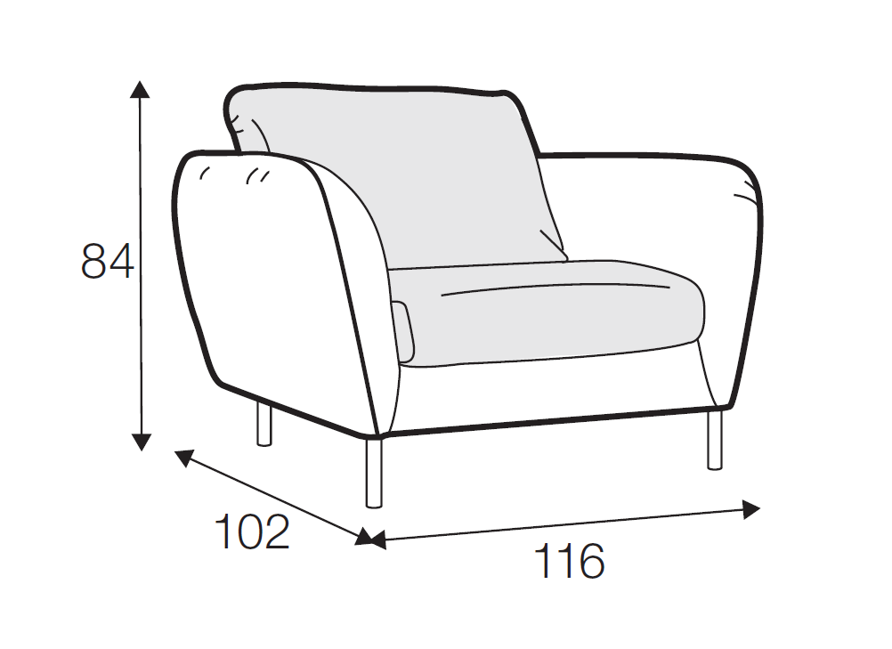 Emma Armchair dimensions