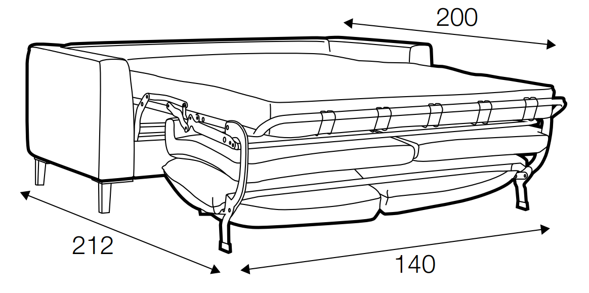 Henry 3 Seater Sofa Bed Extended