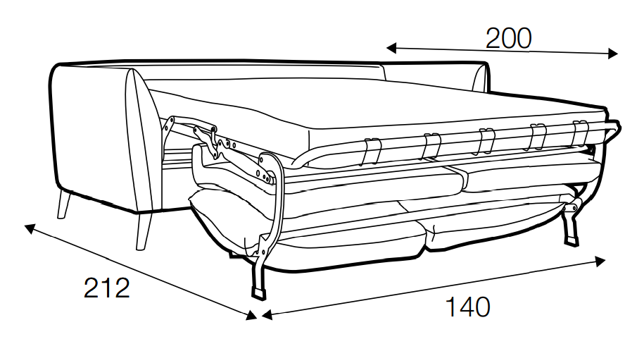 Lucy 3 Seater Sofa Bed Extended