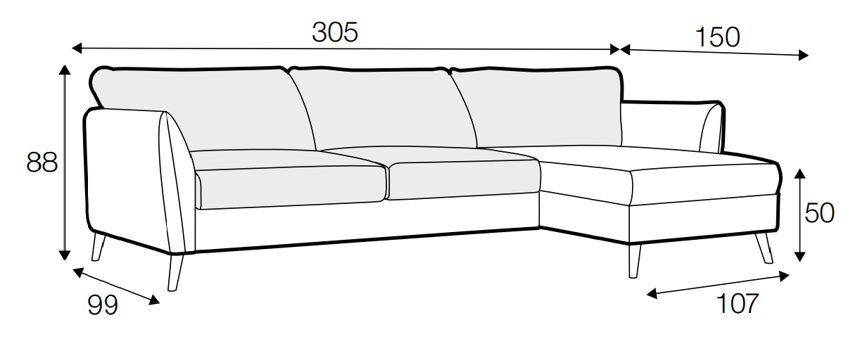 Lucy Large Chaise Sofa Bed