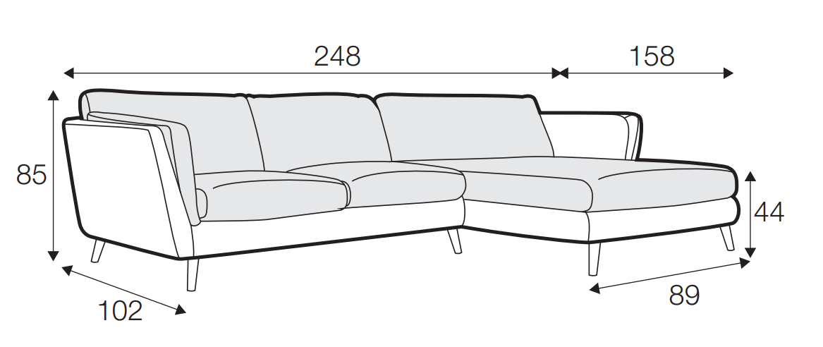 Nova 2 Seater Chaise Sofa