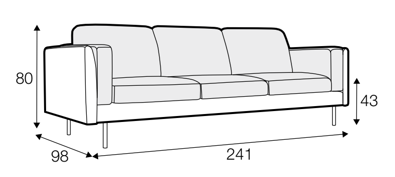Sigge 3.5 Seater Dimensions