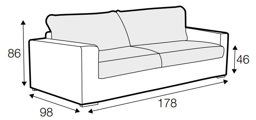 Sophia 2 Seater Sofa Dimensions
