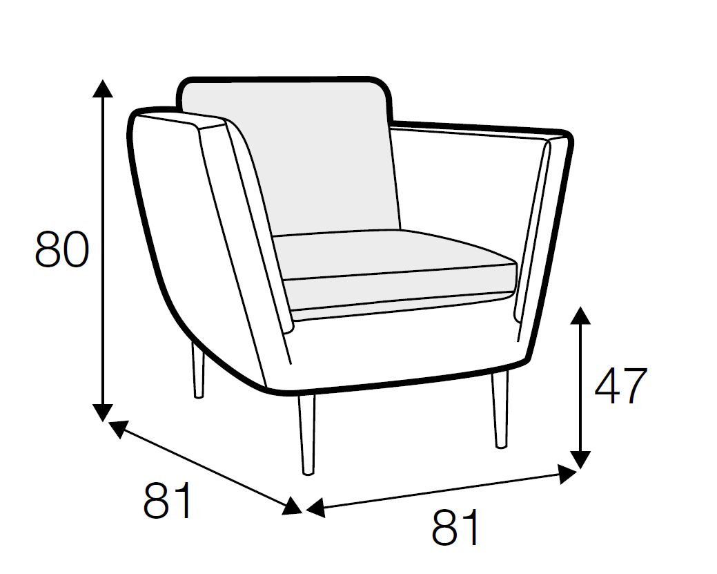 Teddy Armchair dimensions