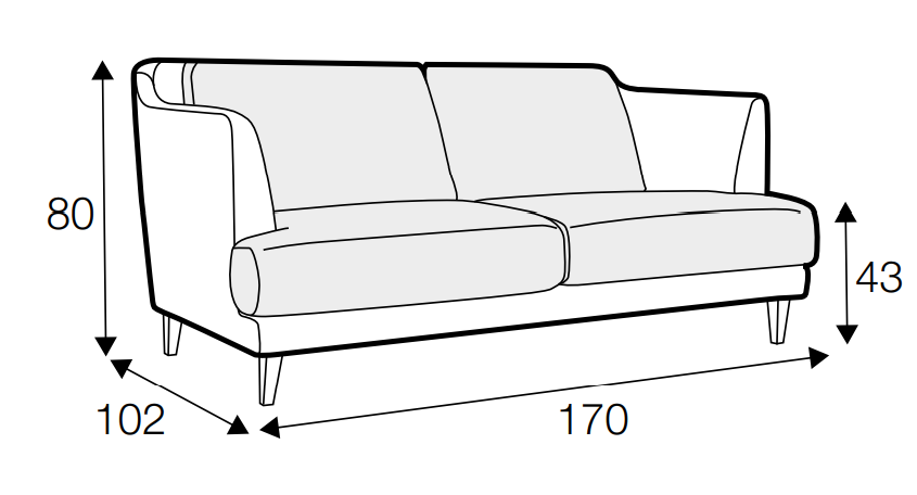 Vera 2 Seater Sofa Dimensions